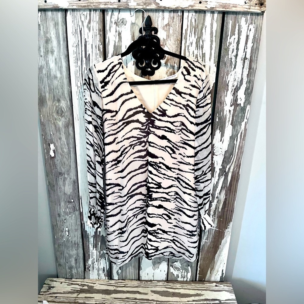 Lavander brown zebra sheer long sleeve mini dress size small